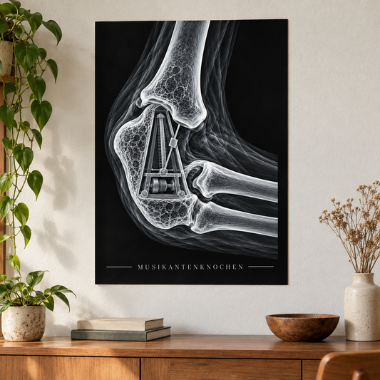 Musikantenknochen – Metronom – Anatomie-Poster ohne Rahmen