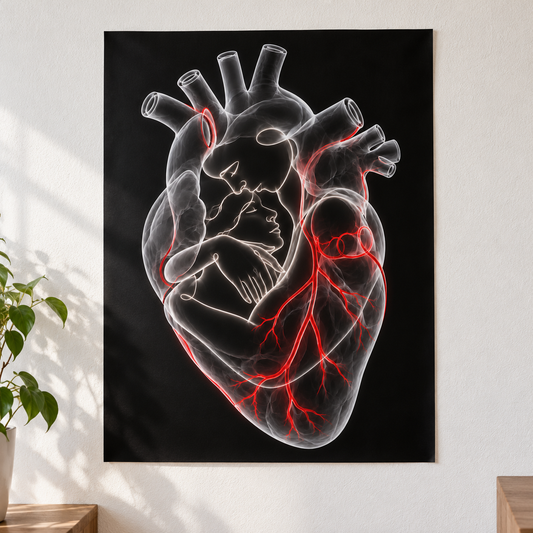 Stirnkuss – Rote Verbundenheit als Poster ohne Rahmen.