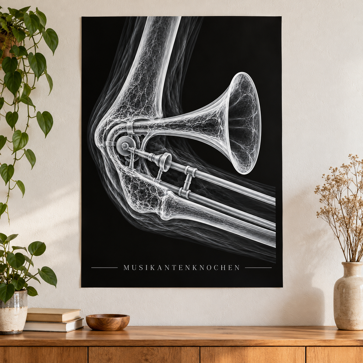 Musikantenknochen – Posaune – Anatomie-Poster ohne Rahmen