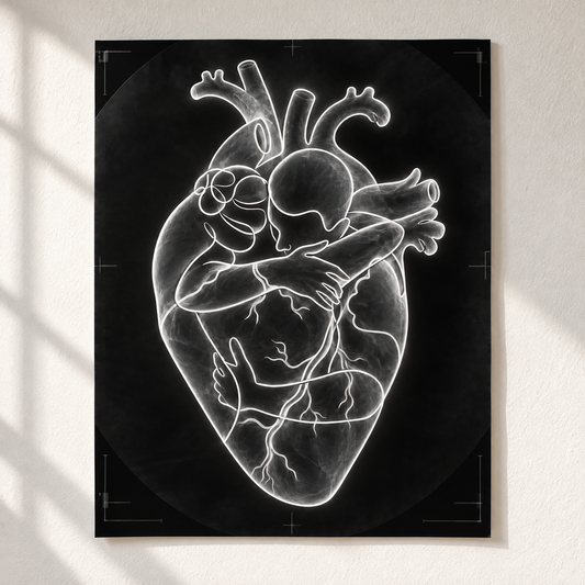Herzumarmung – Röntgenfilm als Poster ohne Rahmen.