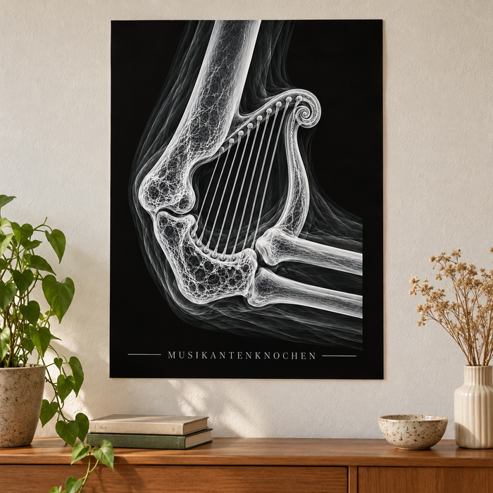 Musikantenknochen – Harfe – Anatomie-Poster ohne Rahmen