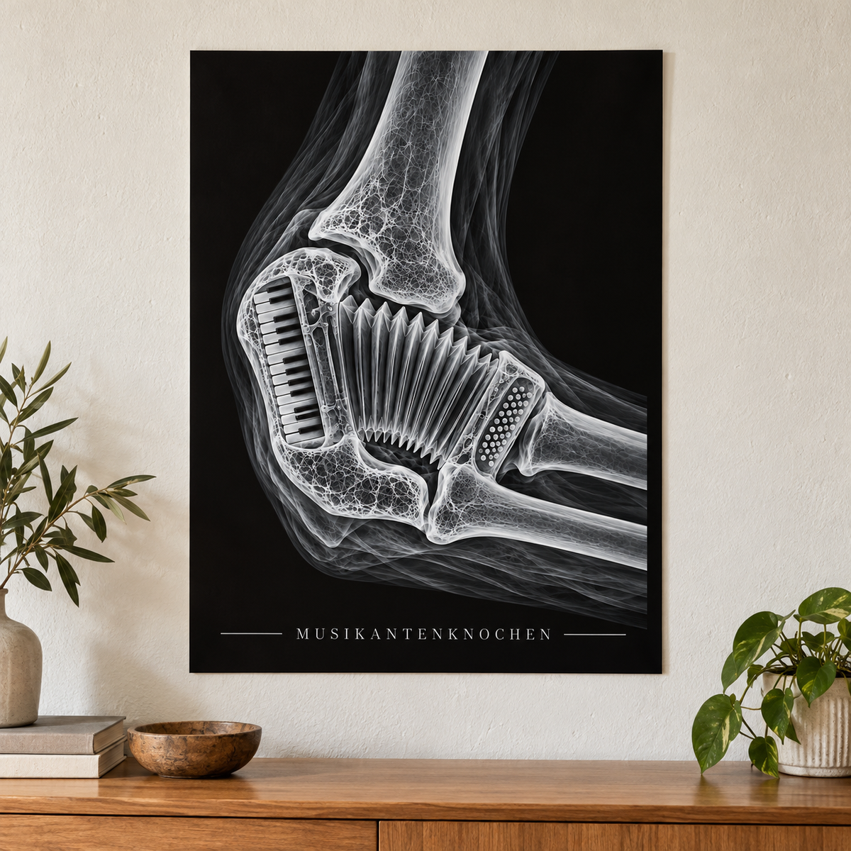 Musikantenknochen – Akkordeon – Anatomie-Poster ohne Rahmen