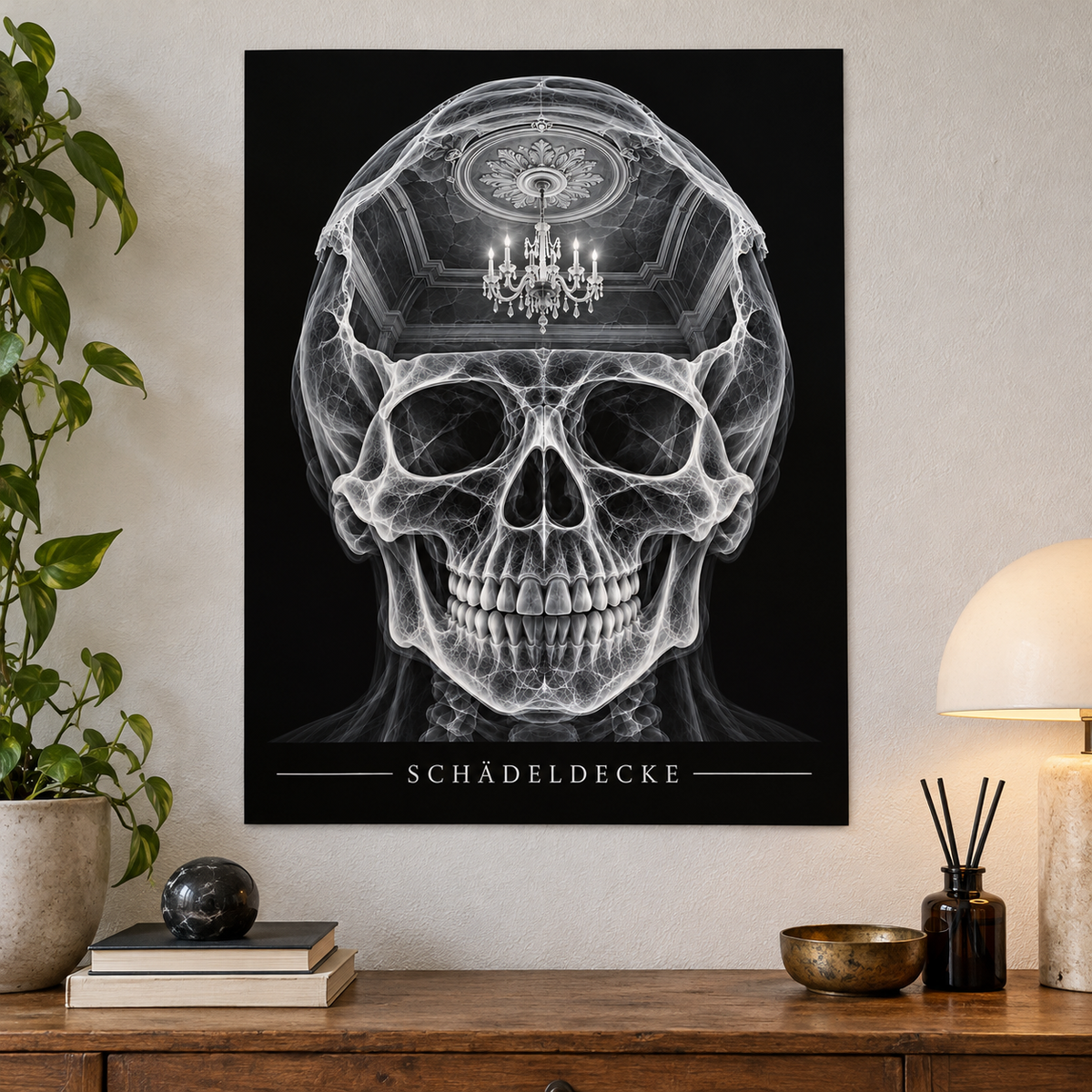 Schädeldecke – Kronleuchter – Anatomie-Poster ohne Rahmen