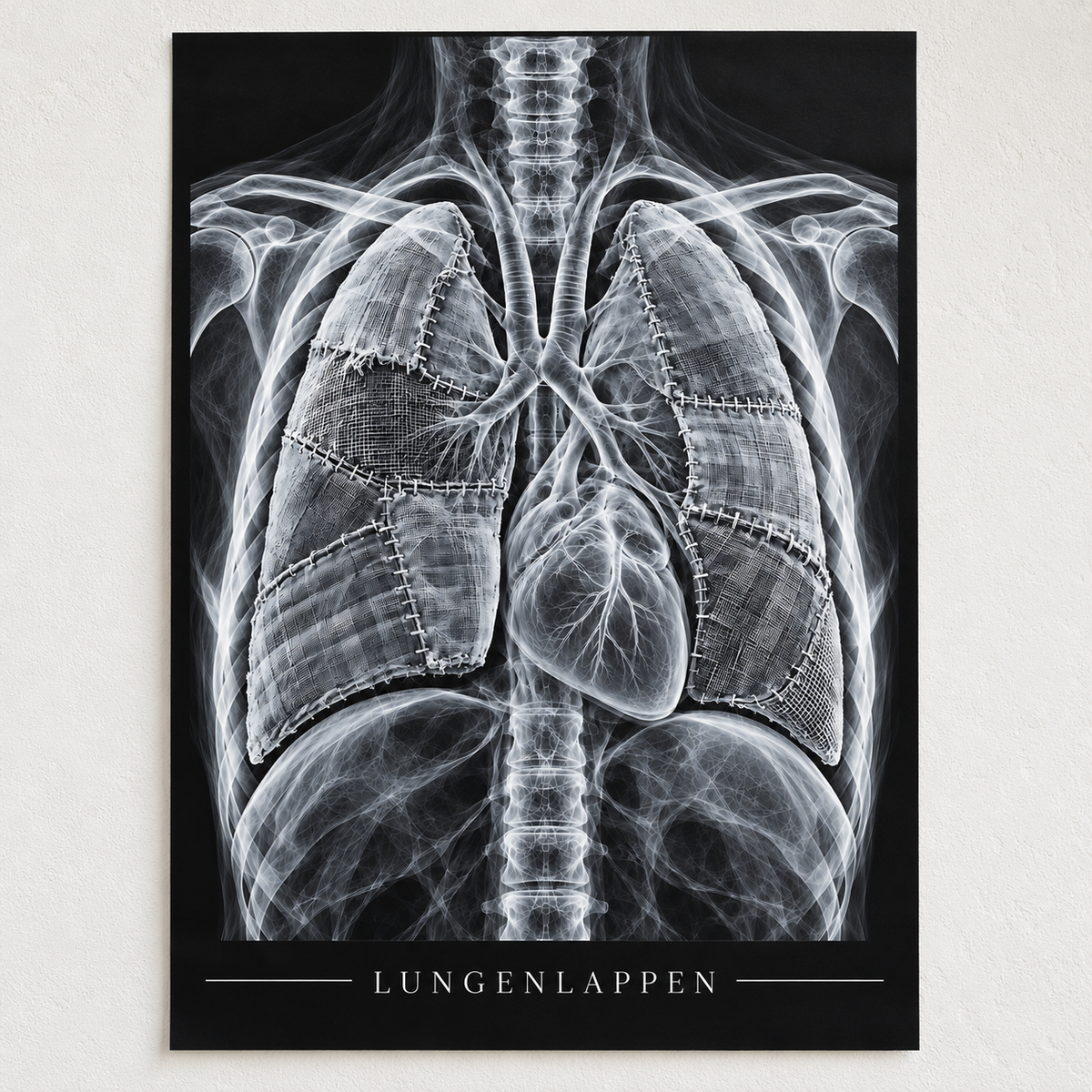Lungenlappen – Patchwork – Anatomie-Poster ohne Rahmen