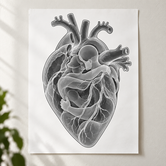 Herzumarmung – Zarte Nähe als Poster ohne Rahmen.