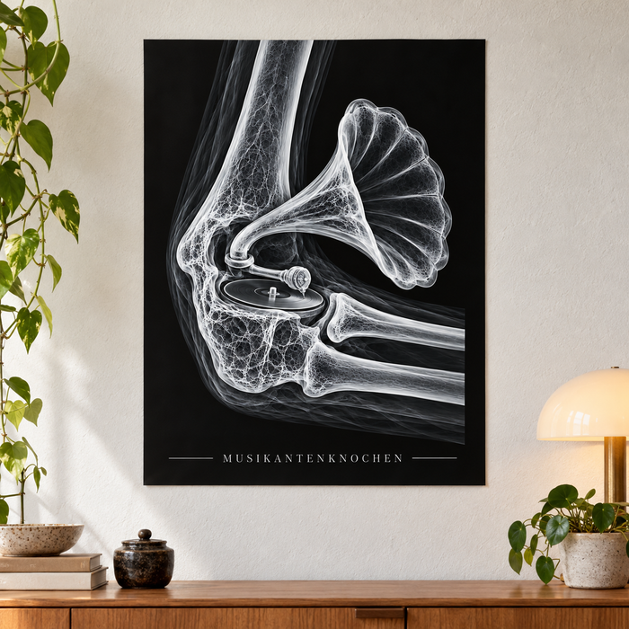 Musikantenknochen – Grammophon – Anatomie-Poster ohne Rahmen