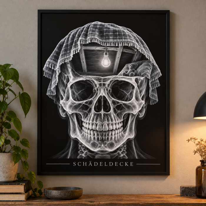 Schädeldecke – Deckenhöhle – Poster mit schwarzem Rahmen