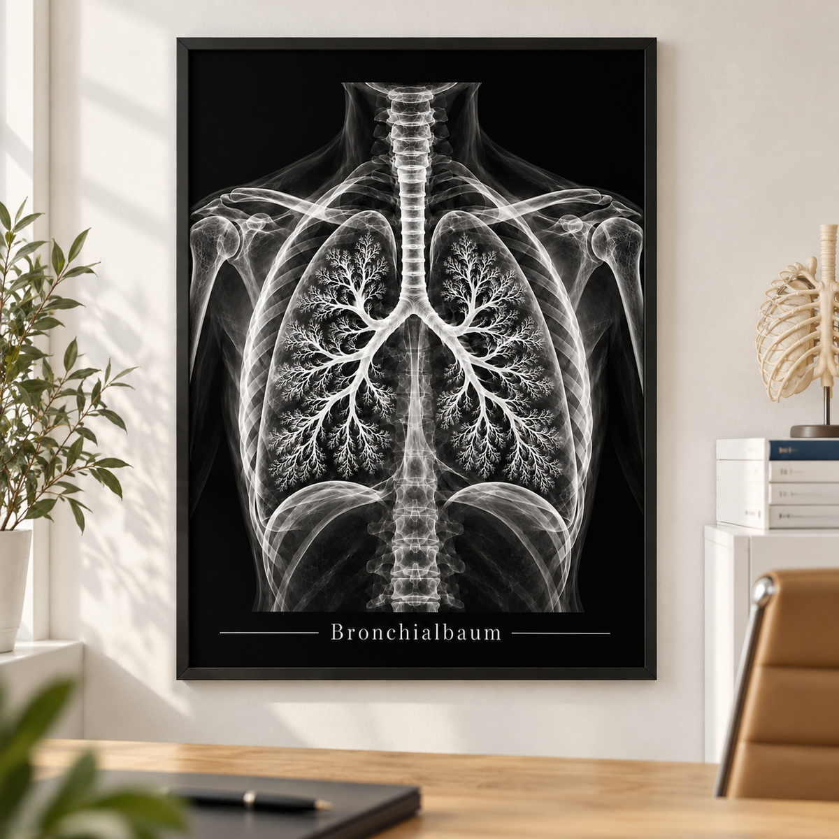 Bronchialbaum – Poster mit schwarzem Rahmen