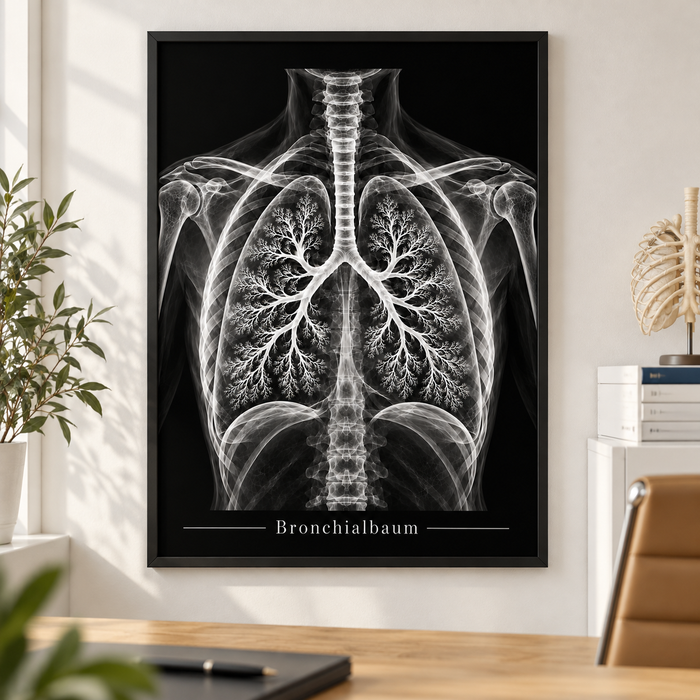 Bronchialbaum – Poster mit schwarzem Rahmen