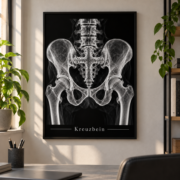 Kreuzbein – Poster mit schwarzem Rahmen