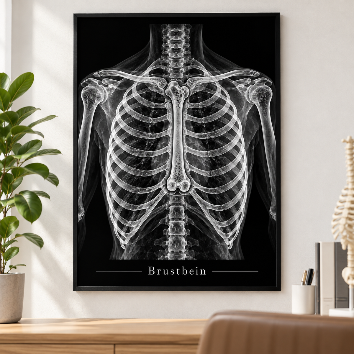 Brustbein – Poster mit schwarzem Rahmen
