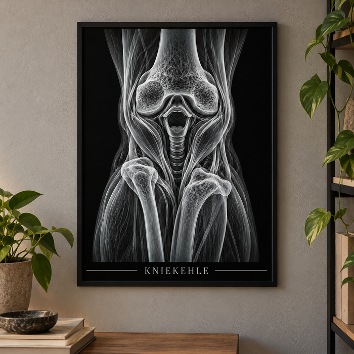 Kniekehle – Poster mit schwarzem Rahmen