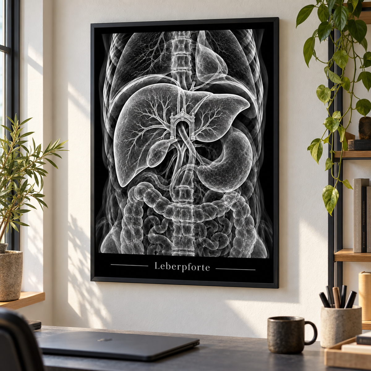 Leberpforte – Poster mit schwarzem Rahmen