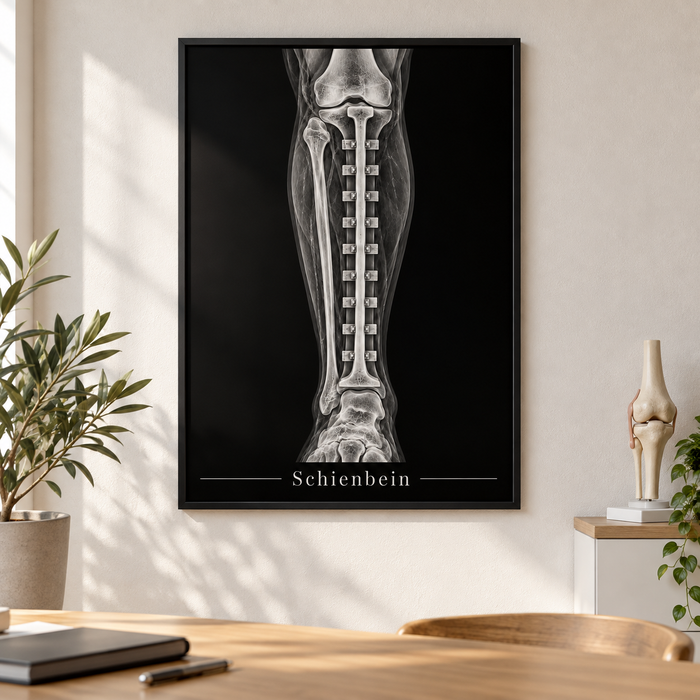 Schienbein – Poster mit schwarzem Rahmen