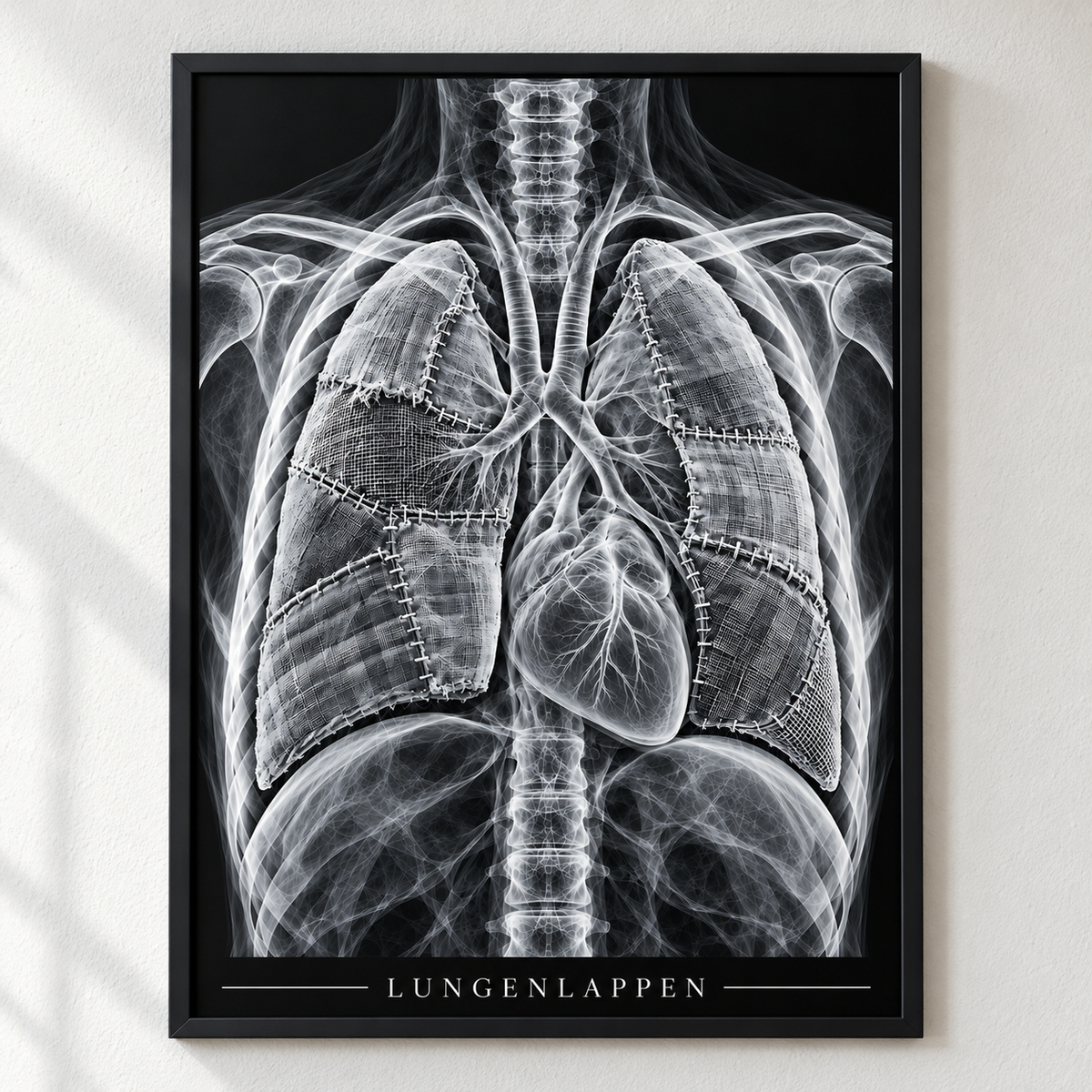 Lungenlappen – Patchwork – Poster mit schwarzem Rahmen
