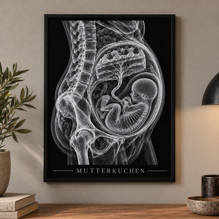 Mutterkuchen – Poster mit schwarzem Rahmen
