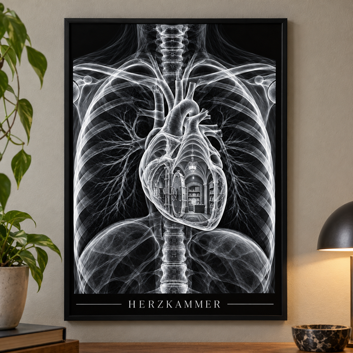 Herzkammer – Tresor – Poster mit schwarzem Rahmen