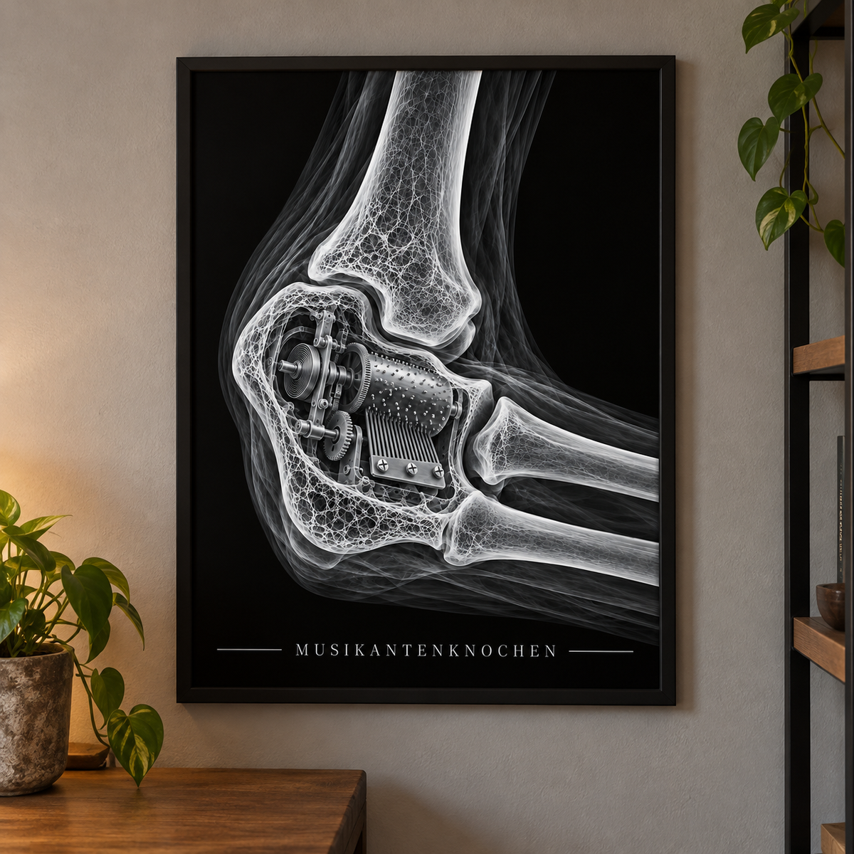 Musikantenknochen – Spieluhr – Poster mit schwarzem Rahmen