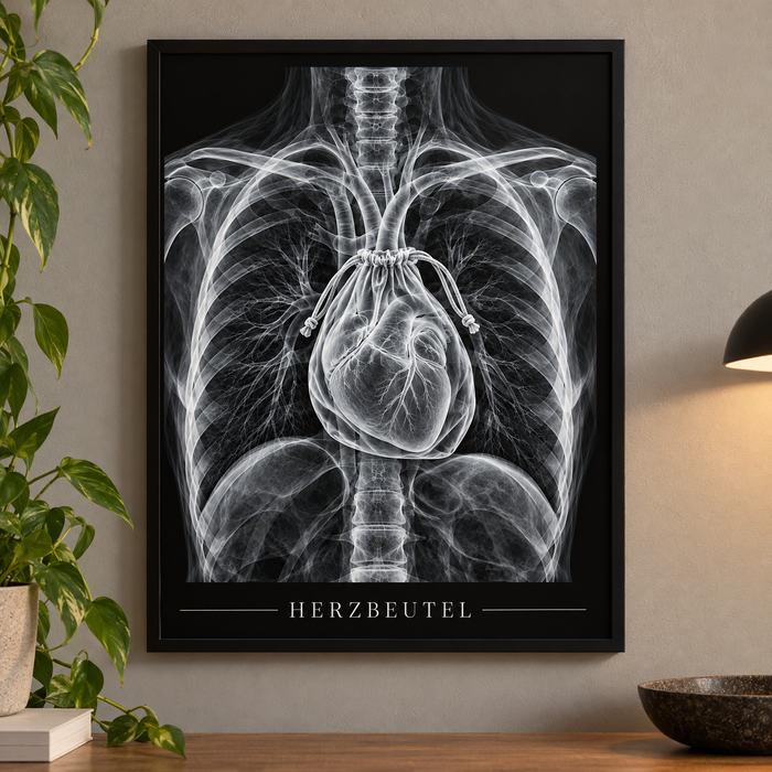 Herzbeutel – Poster mit schwarzem Rahmen