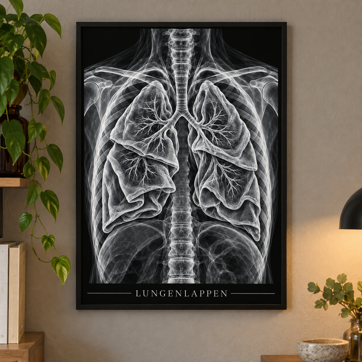 Lungenlappen – Poster mit schwarzem Rahmen