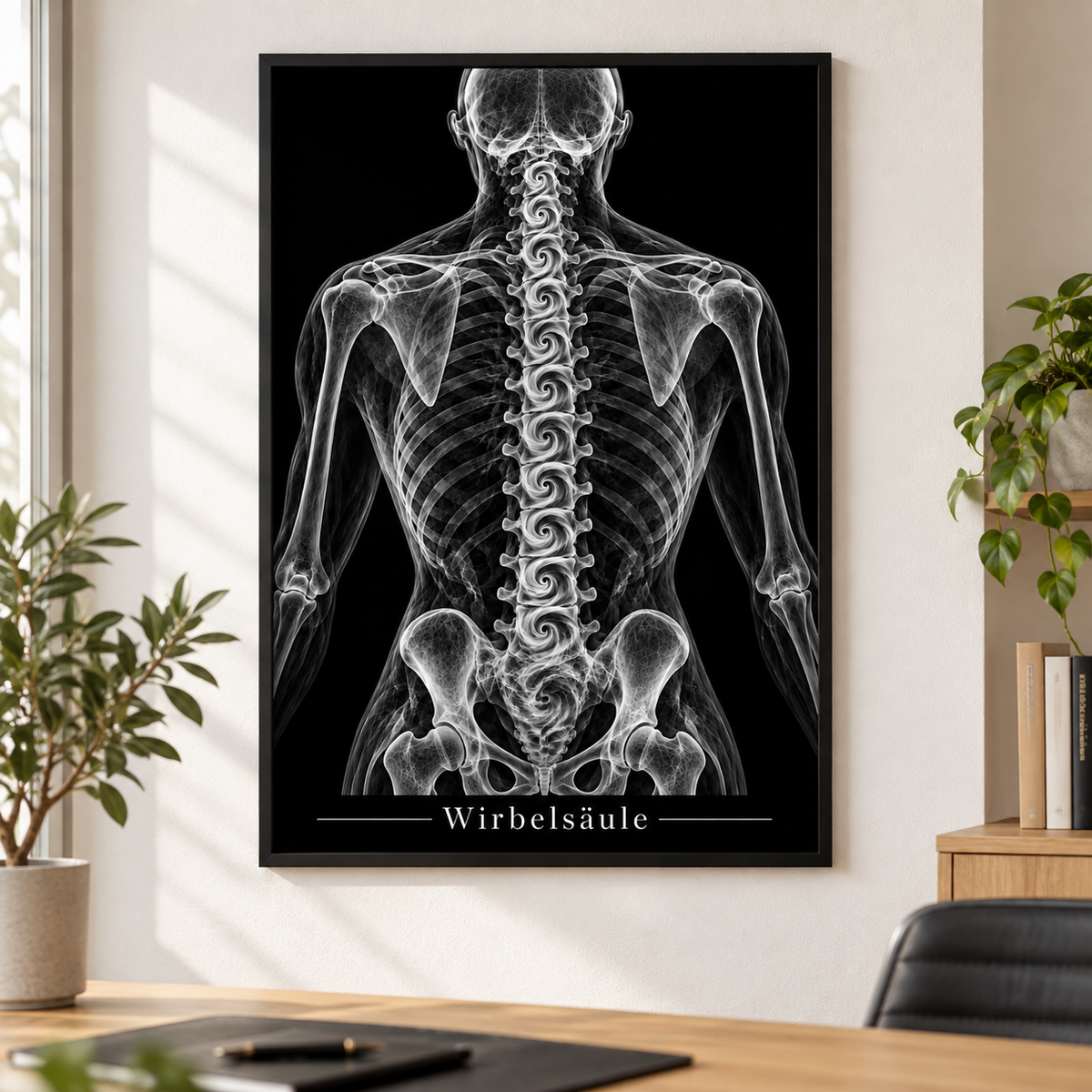 Wirbelsäule – Poster mit schwarzem Rahmen