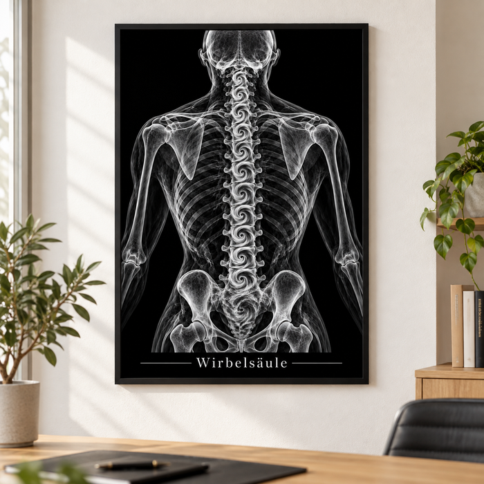 Wirbelsäule – Poster mit schwarzem Rahmen