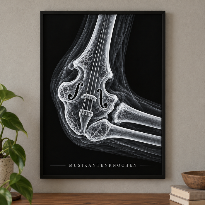 Musikantenknochen – Geige – Poster mit schwarzem Rahmen
