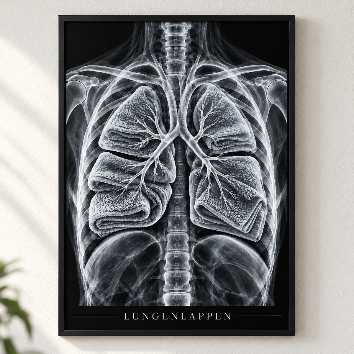 Lungenlappen – Frottiertücher – Poster mit schwarzem Rahmen