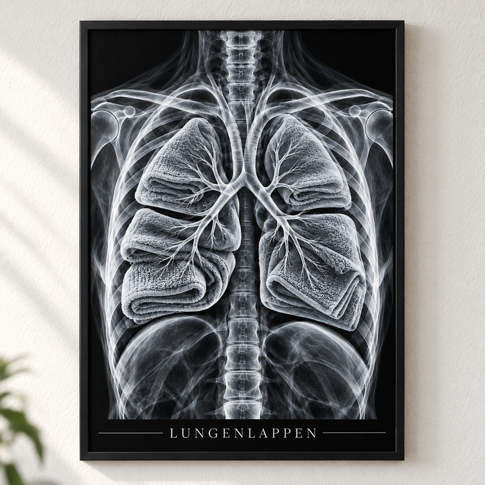 Lungenlappen – Frottiertücher – Poster mit schwarzem Rahmen