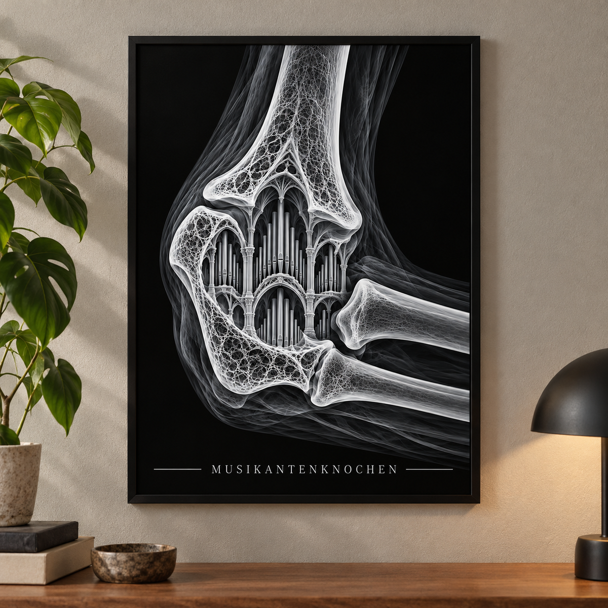 Musikantenknochen – Orgel – Poster mit schwarzem Rahmen