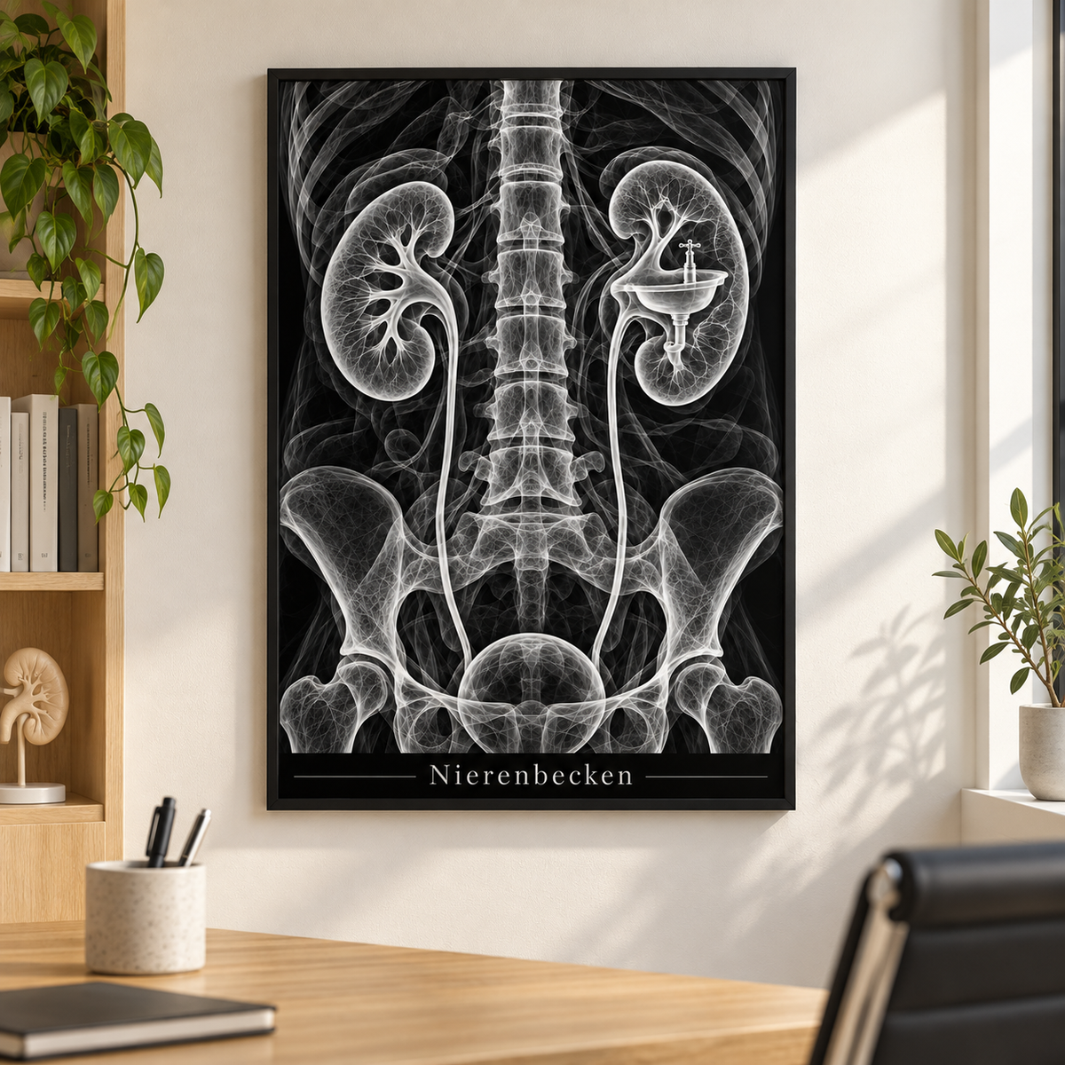 Nierenbecken – Poster mit schwarzem Rahmen