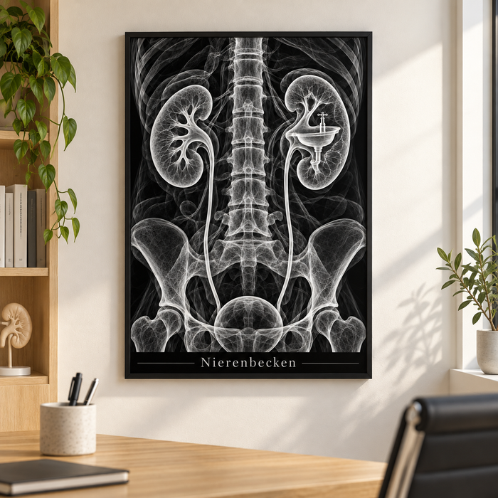 Nierenbecken – Poster mit schwarzem Rahmen
