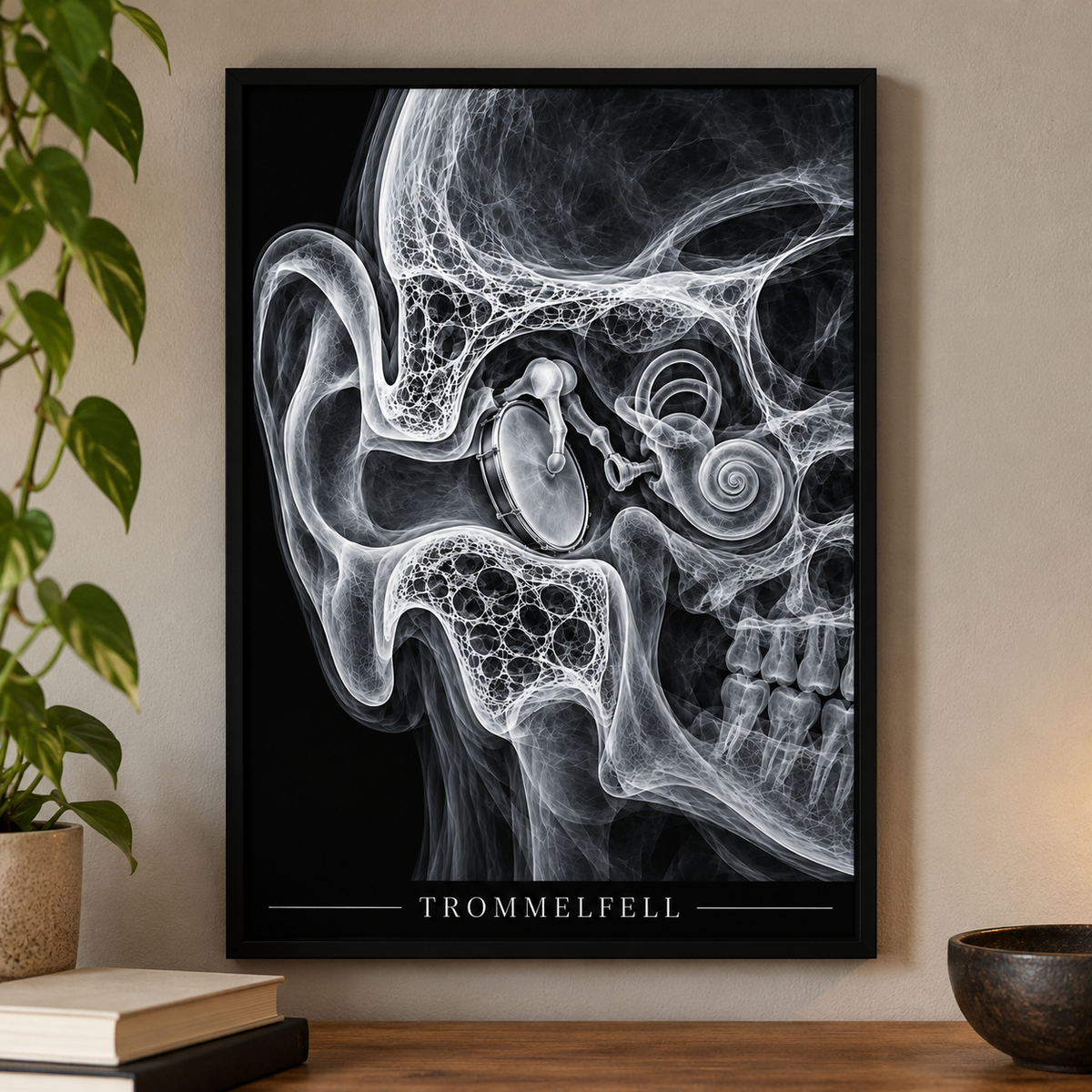 Trommelfell – Poster mit schwarzem Rahmen
