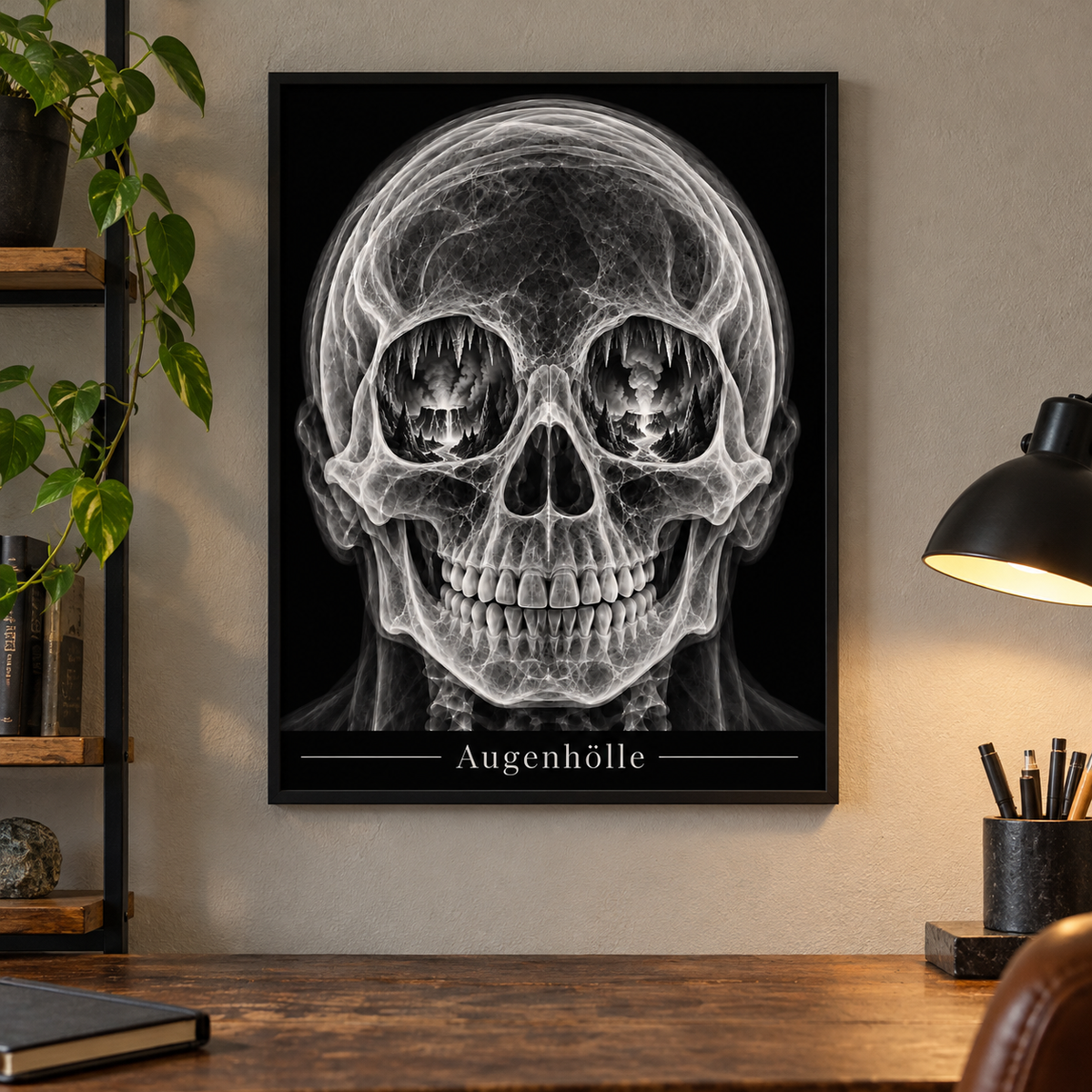 Augenhölle – Vulkanblick – Poster mit schwarzem Rahmen