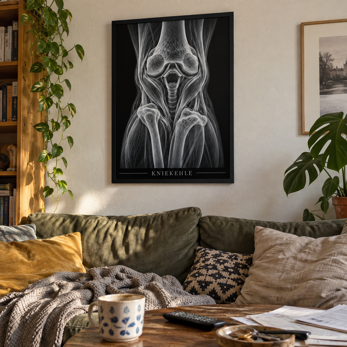 Kniekehle – gerahmtes Wandbild im Wohnraum