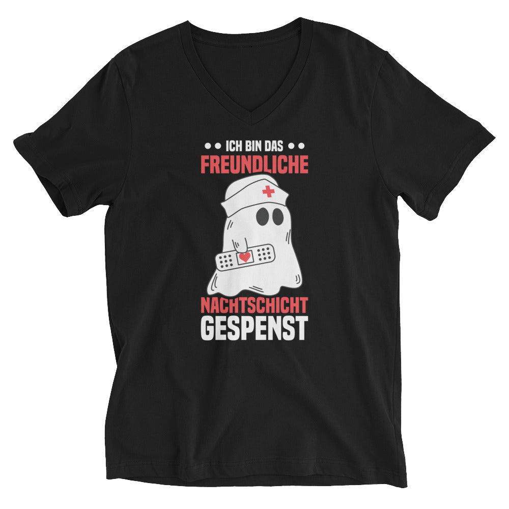 Ich bin das freundliche Nachtschichtgespenst - V-Ausschnitt Vorgeschrumpfter Baumwollstoff (100%)